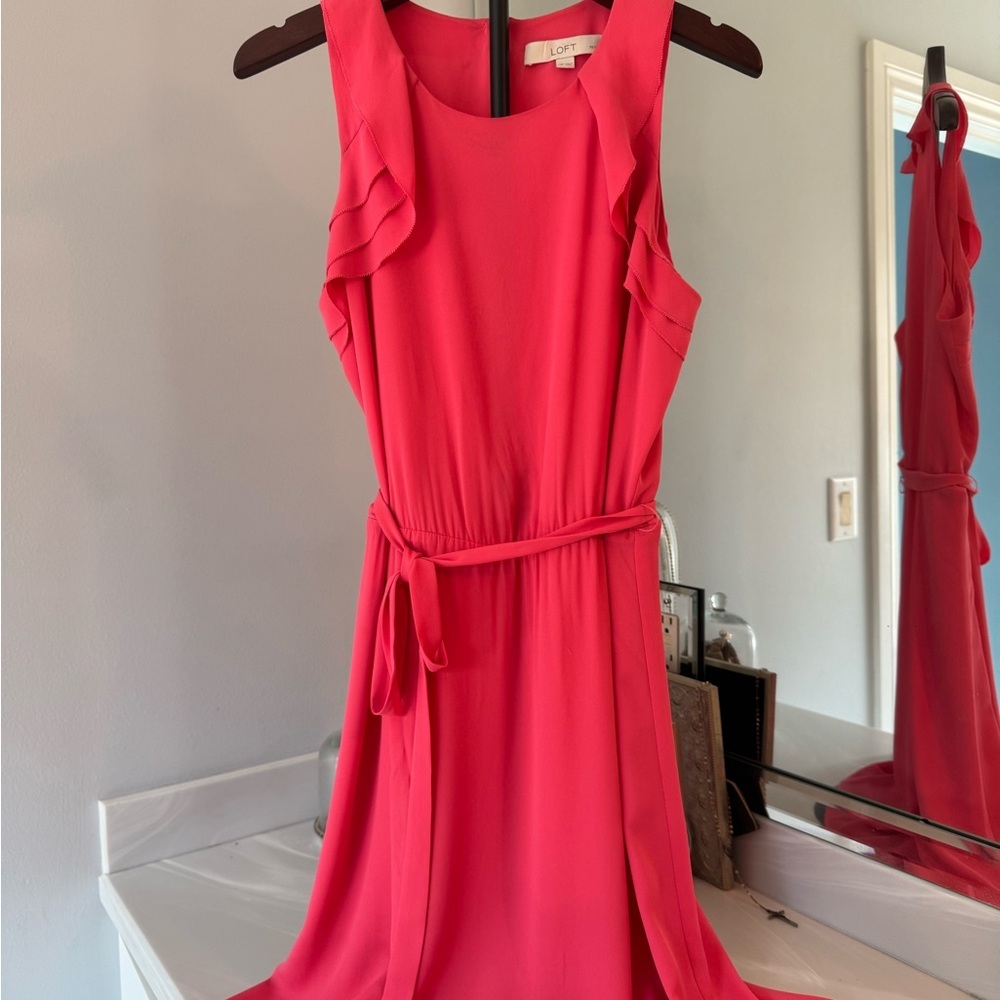 LOFT Pink Sheath Mini Dress with Flutter Sleeves